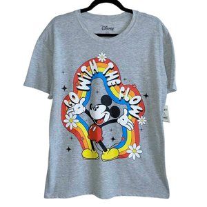 NWT Disney Mickey Mouse Rainbow Short Sleeve Graphic Boyfriend Tee